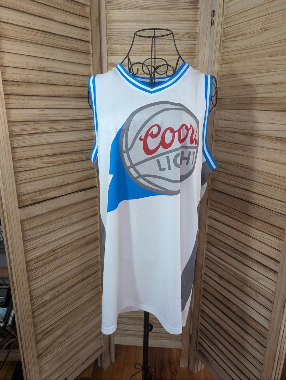 Coors Light Chill #42 Basketball Jersey Men's Size L White Blue Edges